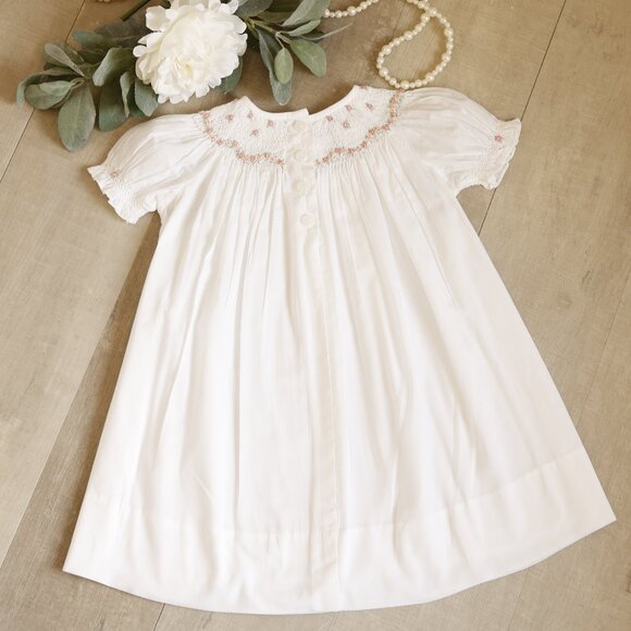 Strasburg Dress Smocked White Cotton Bishop Special Occasion Newborn New RARE - Picture 4 of 6